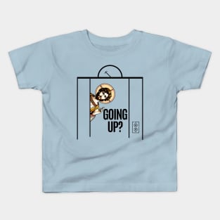 Jesus in Elevator Meme, Going Up? funny design Christ rising risen rizzen up to eternal life, are you joining with Him? Kids T-Shirt